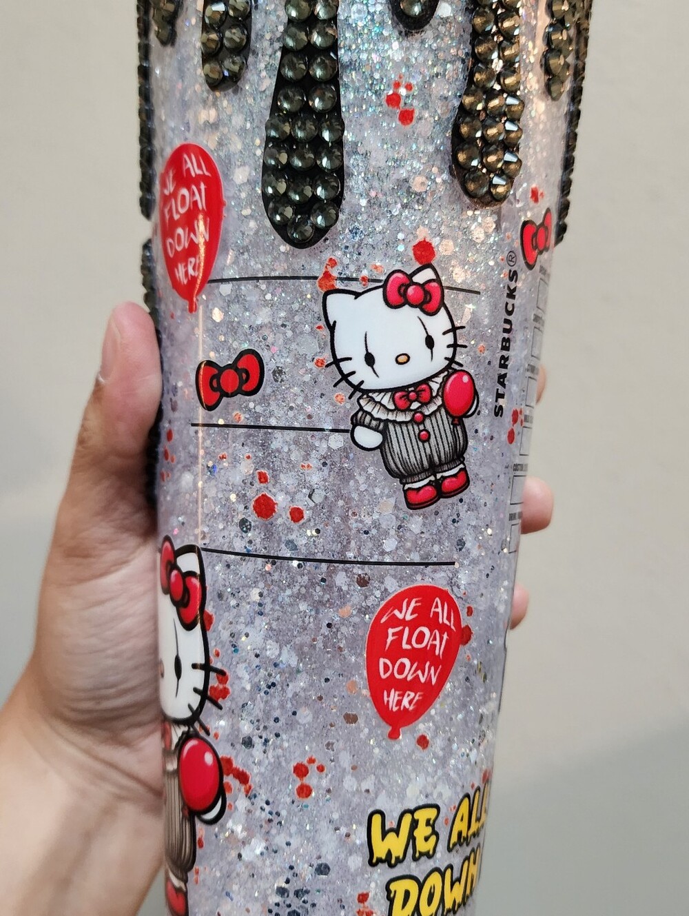 Starbucks Hello Kitty Rhinestone Tumbler - Red, Black, White Custom Made - Picture 4 of 9